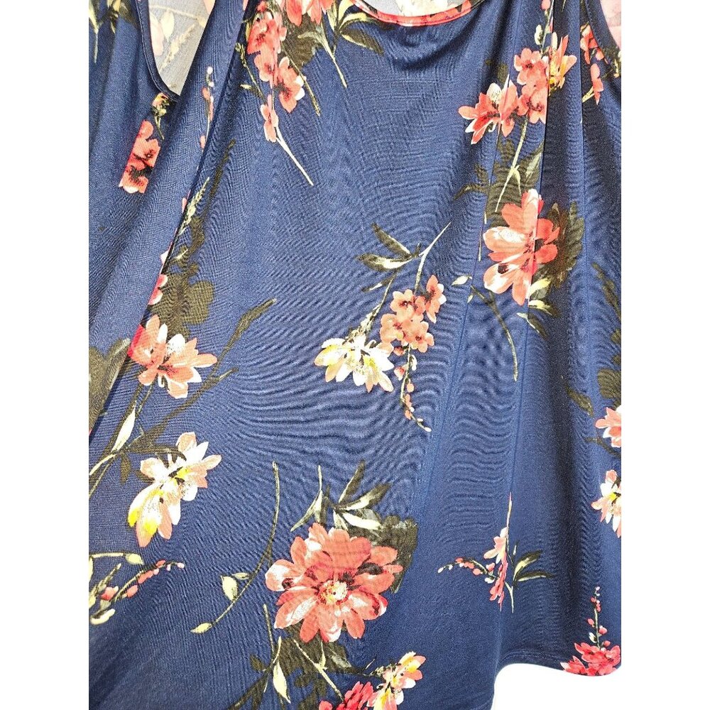 Papermoon Basima Strappy Back Knit Navy Pink Floral Tank Women Plus 2X - Picture 3 of 5